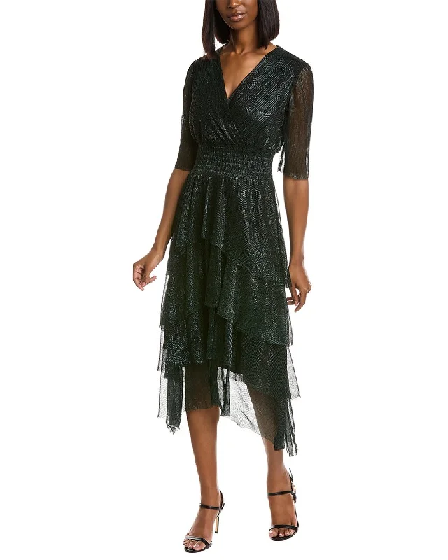 Lace - Embellished Women Dress for an Elegant and Sophisticated Appearance Lace - Embellished Women Dress for an Elegant and Sophisticated Appearance MAISON TARA Lurex Crinkle Midi Dress