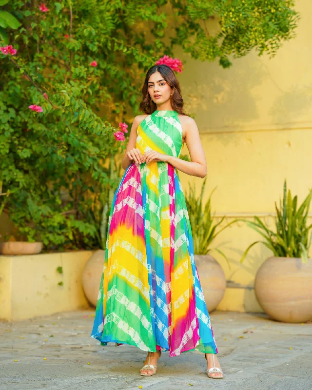 Lace - Embellished Women Dress for an Elegant and Sophisticated Appearance Lace - Embellished Women Dress for an Elegant and Sophisticated Appearance Multicolored Tie Dye Chiffon Maxi