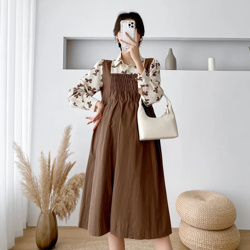 Little Black Women Dress with Sequins for a Glamorous Night Out Little Black Women Dress with Sequins for a Glamorous Night Out NiDELL Maternity Dress . Spring False-Two-Piece Shirt Collar Long Sleeve Mori Style Gentle Maternity Dress