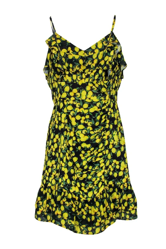 Maxi Women Dress with Floral Print for a Bohemian Vibe Maxi Women Dress with Floral Print for a Bohemian Vibe Parker - Black & Yellow Lemon Print Ruched Sheath Dress Sz M