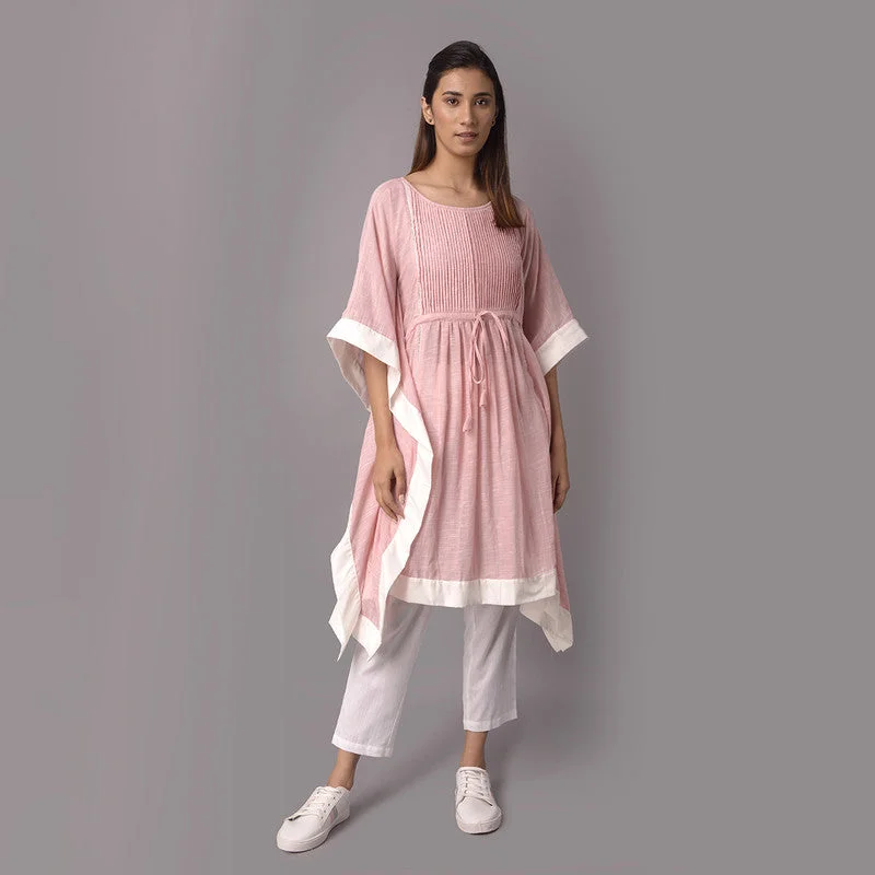 Off - the - Shoulder Women Dress for a Romantic and Feminine Look Off - the - Shoulder Women Dress for a Romantic and Feminine Look Cotton Chambray Kaftan with Pants | Pink