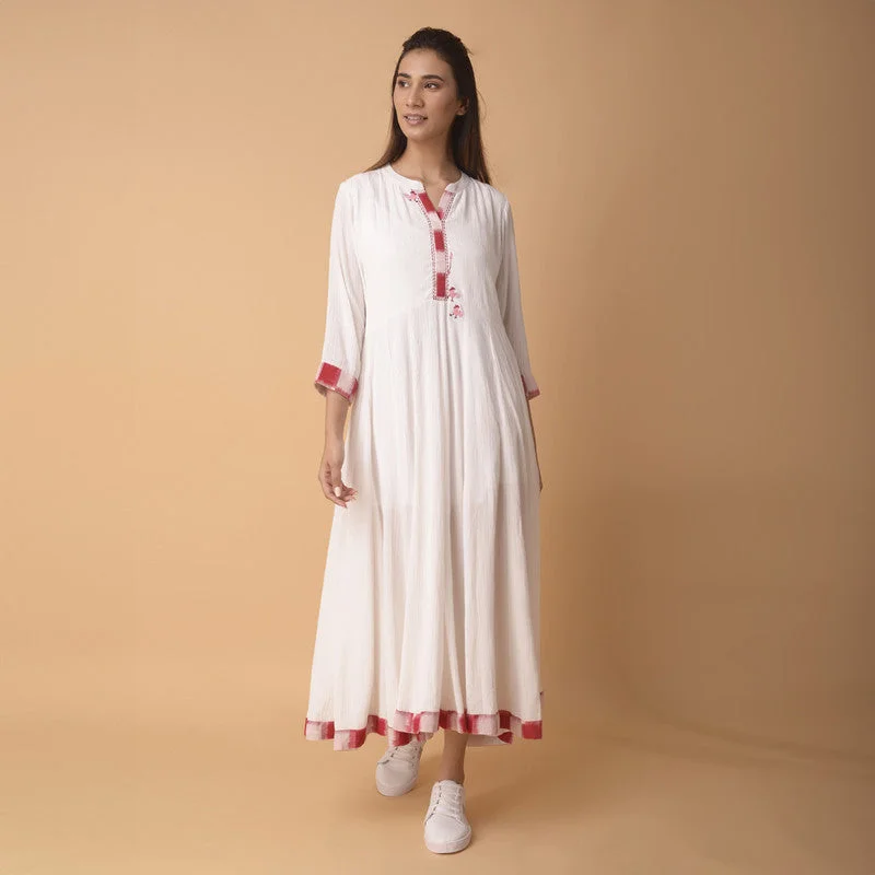 Lace - Embellished Women Dress for an Elegant and Sophisticated Appearance Lace - Embellished Women Dress for an Elegant and Sophisticated Appearance Cotton White Anarkali Dress | Embroidered