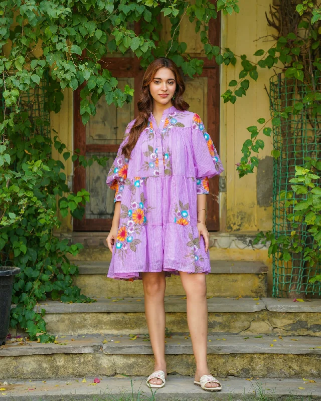 Maxi Women Dress with Floral Print for a Bohemian Vibe Maxi Women Dress with Floral Print for a Bohemian Vibe Purple Tiered Floral Dress