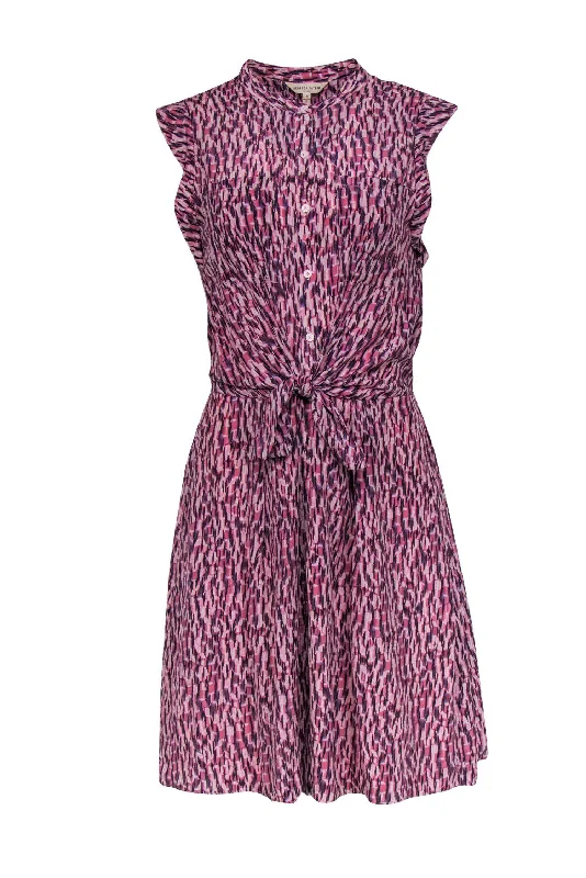 Wrap - Style Women Dress with Adjustable Fit for All Body Types Wrap - Style Women Dress with Adjustable Fit for All Body Types Rebecca Taylor - Pink & Purple Abstract Printed Shirt Dress Sz 8