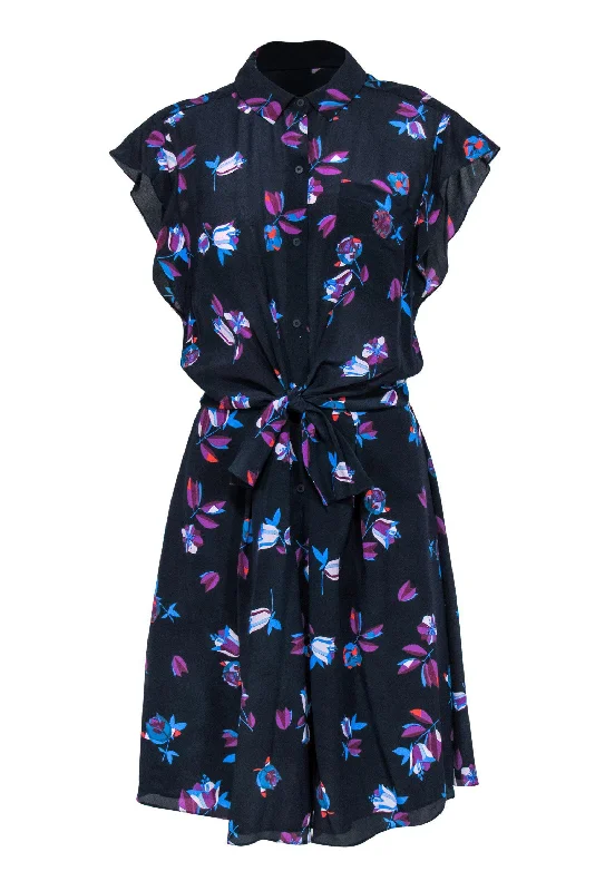 Sheath Women Dress with a Tailored Fit for a Professional Look Sheath Women Dress with a Tailored Fit for a Professional Look Rebecca Taylor - Navy Silk Button-Up Dress w/ Floral Print & Waist Tie Sz 8