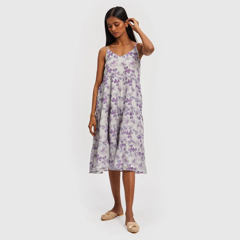 Mermaid - Style Women Dress with a Fitted Silhouette for Special Occasions Mermaid - Style Women Dress with a Fitted Silhouette for Special Occasions Women Strappy Midi Dress | Bemberg Crepe & Tencel | Purple