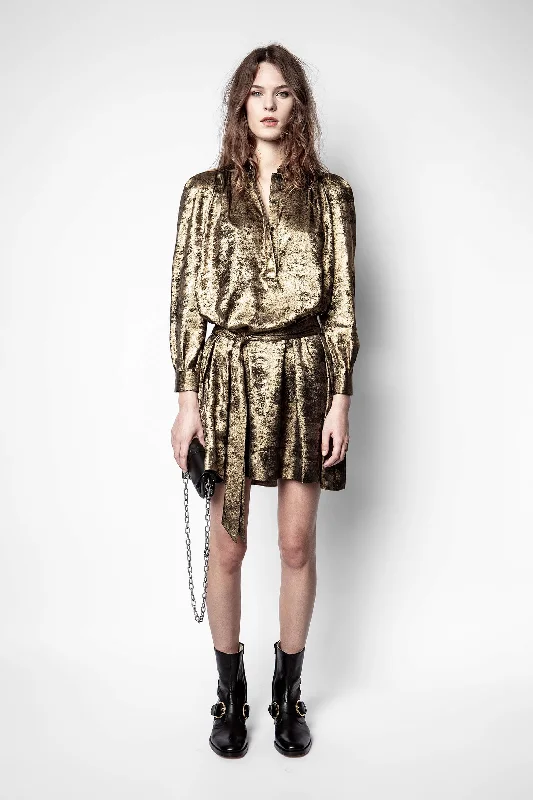 Wrap - Style Women Dress with Adjustable Fit for All Body Types Wrap - Style Women Dress with Adjustable Fit for All Body Types Retouch Gold Foil Dress