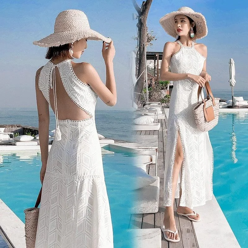 Ball Gown Women Dress with a Full Skirt for a Princess - like Look Ball Gown Women Dress with a Full Skirt for a Princess - like Look Rubecca Slit Maxi Dress in White