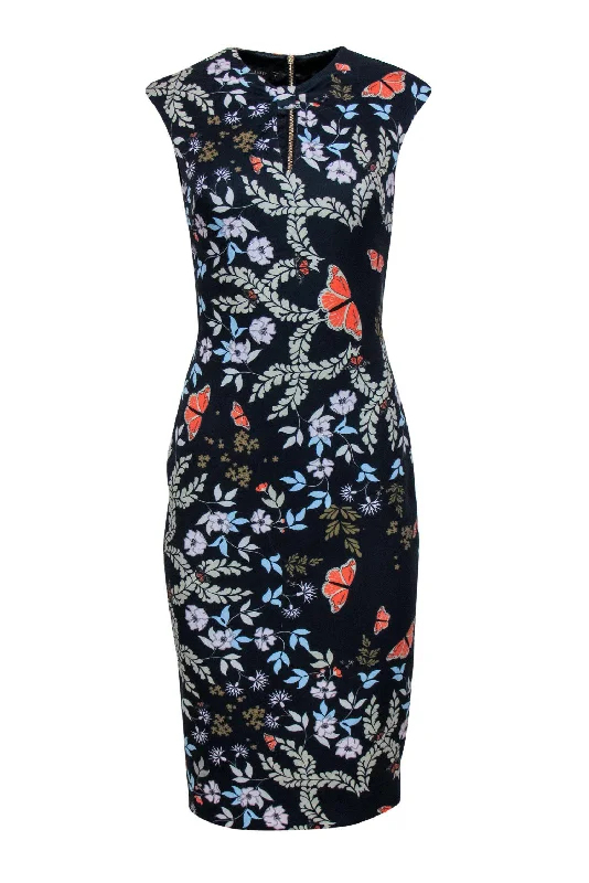 Lace - Embellished Women Dress for an Elegant and Sophisticated Appearance Lace - Embellished Women Dress for an Elegant and Sophisticated Appearance Ted Baker - Navy Floral Printed Sheath Dress Sz 4