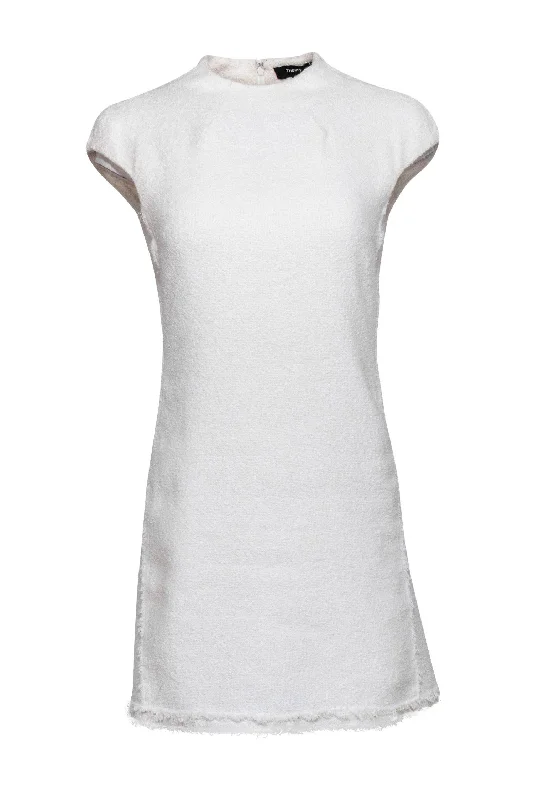 Plus Size Women Dress with a Flattering A - Line Cut for Comfort and Style Plus Size Women Dress with a Flattering A - Line Cut for Comfort and Style Theory - White Cotton Blend Textured Sheath Dress Sz 4
