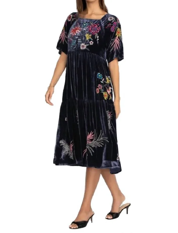 Plus Size Women Dress with a Flattering A - Line Cut for Comfort and Style Plus Size Women Dress with a Flattering A - Line Cut for Comfort and Style Tiarei Velvet Raglan Tiered Dress in Midnight Blue Plus Size Women Dress with a Flattering A - Line Cut for Comfort and Style Plus Size Women Dress with a Flattering A - Line Cut for Comfort and Style Tiarei Velvet Raglan Tiered Dress in Midnight Blue