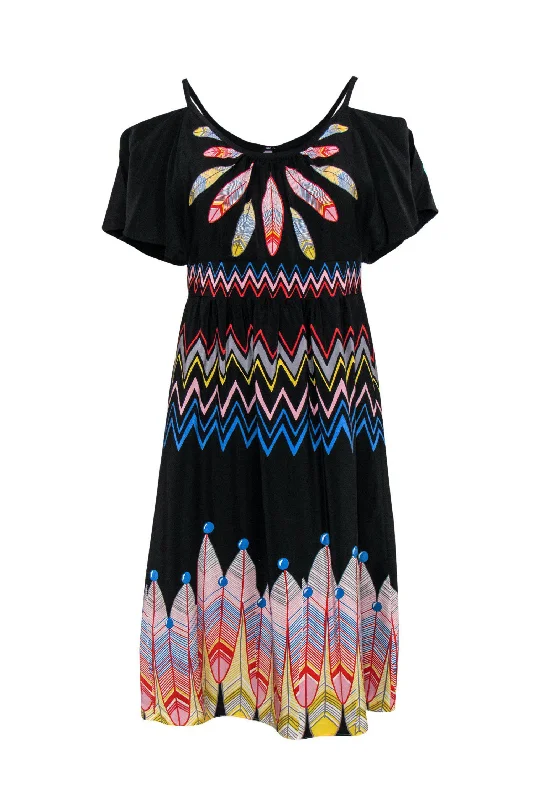 Plus Size Women Dress with a Flattering A - Line Cut for Comfort and Style Plus Size Women Dress with a Flattering A - Line Cut for Comfort and Style Tibi - Black Cold Shoulder Feather & Chevron Printed Dress Sz S Plus Size Women Dress with a Flattering A - Line Cut for Comfort and Style Plus Size Women Dress with a Flattering A - Line Cut for Comfort and Style Tibi - Black Cold Shoulder Feather & Chevron Printed Dress Sz S