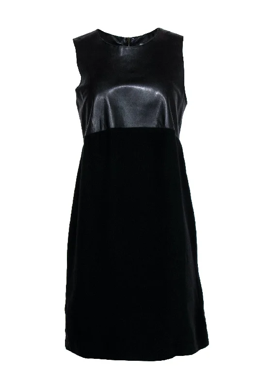 Printed Abstract Women Dress for a Modern and Artistic Appeal Printed Abstract Women Dress for a Modern and Artistic Appeal Vince - Black Shift Dress w/ Leather Bust Sz 10