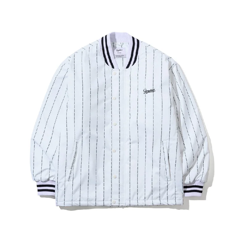 LOGO STRIPE VARSITY JACKET WHITE