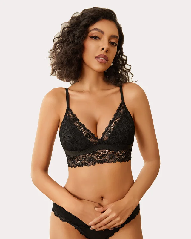 sleep bras with adjustable straps Bra with a non - padded cup for a natural feel​ Lace Wireless Bra Non Padded Bralette