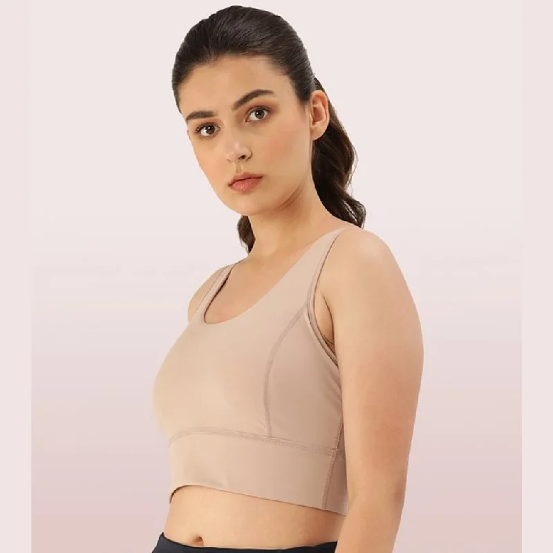 full cup bras for complete coverage Bra with a solid color for a classic and versatile option​ Enamor-E117 Longline Sports Bra – Solid | Scoop Neck Line High Impact Dry Fit Sports Bra