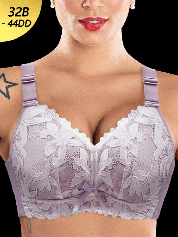 supportive sports bras for running Bra with a non - padded cup for a natural feel Floral Lace Wire-Free Minimizer Bra supportive sports bras for running Bra with a non - padded cup for a natural feel Floral Lace Wire-Free Minimizer Bra