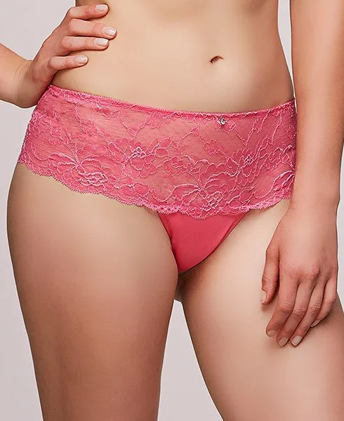 underwire sports bras for extra stability Bra with a lace - trim for an elegant and delicate touch Montelle Cheeky Thong in Coral underwire sports bras for extra stability Bra with a lace - trim for an elegant and delicate touch Montelle Cheeky Thong in Coral