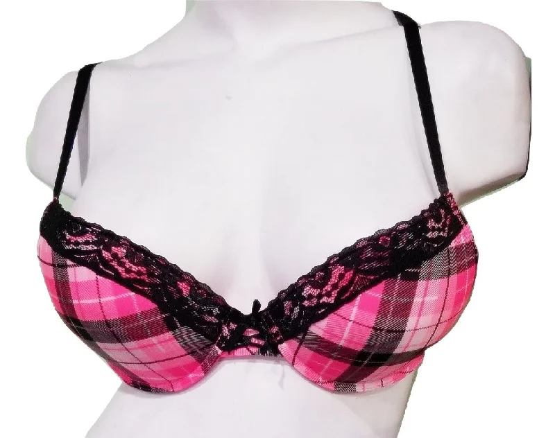 sleep bras with adjustable straps Push - up bras to add cleavage and lift Pink Plaid Push-up Bra sleep bras with adjustable straps Push - up bras to add cleavage and lift Pink Plaid Push-up Bra