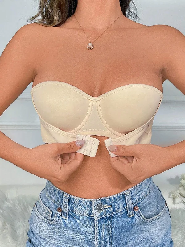 full cup bras for complete coverage Bra with a matte finish for a more subdued appearance Sexy Half Cup Front and Back Clasp Gathered Non-slip Bra Beige full cup bras for complete coverage Bra with a matte finish for a more subdued appearance Sexy Half Cup Front and Back Clasp Gathered Non-slip Bra Beige