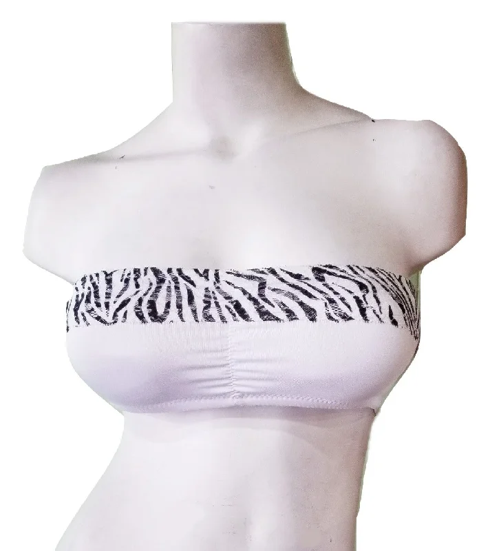convertible bras with adjustable straps Bra with a soft - touch lining for a luxurious experience White Padded Bandeau Bra with Zebra Trim convertible bras with adjustable straps Bra with a soft - touch lining for a luxurious experience White Padded Bandeau Bra with Zebra Trim